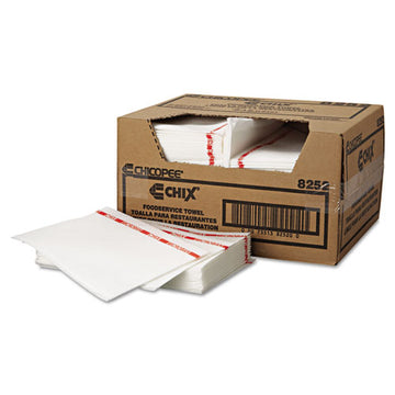 Chix® Food Service Towels, 13 X 21, Cotton, White-red, 150-carton freeshipping - TVN Wholesale